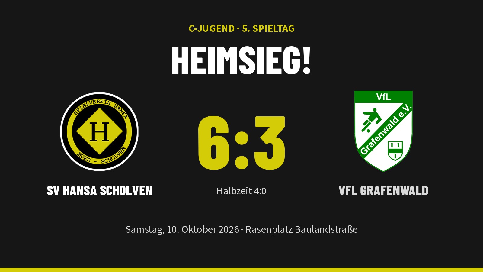 C-Jugend feiert 6:3-Heimsieg gegen VfL Grafenwald