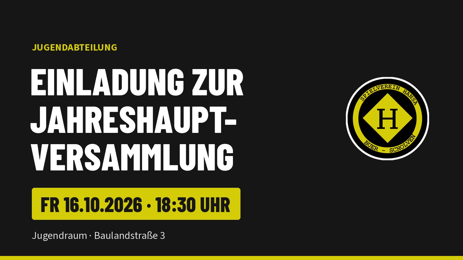 Einladung zur Jahreshaupt-versammlung der Jugendabteilung